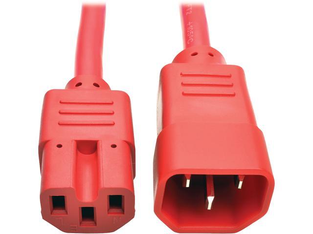 Tripp Lite Heavy-Duty Computer Power Cord, 15A, 14 AWG (IEC-320-C14 to IEC-320-C15), Red, 2 ft. (P018-002-ARD)