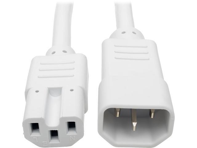 Tripp Lite Heavy-Duty Computer Power Cord, 15A, 14 AWG (IEC-320-C14 to IEC-320-C15), White, 6 ft. (P018-006-AWH)