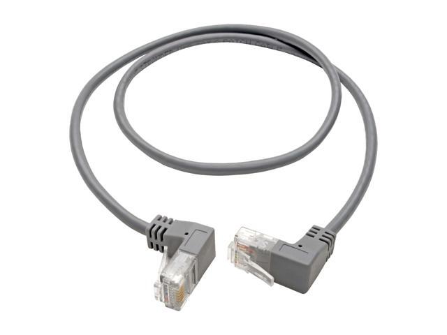 Tripp Lite Cat6 Gigabit Patch Cable Snagless Right-Angle UTP Slim Gray 2ft (N201-SR2-GY)