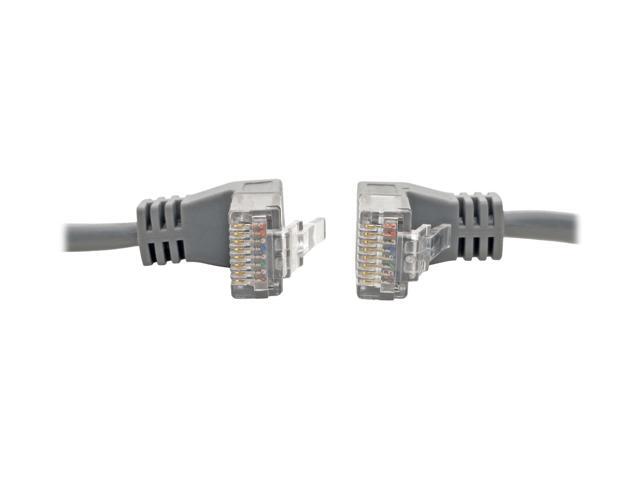 Tripp Lite Cat6 Gigabit Patch Cable Snagless Right-Angle UTP Slim Gray 2ft (N201-SR2-GY)