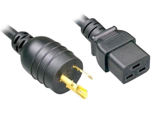 Nippon Labs L6-20P / C19 High Voltage / High Current Power Cord, NEMA L6-20P to IEC-60320-C19, SJT, 12 AWG., 20A, 250V, Black 8 ft. Power Cable