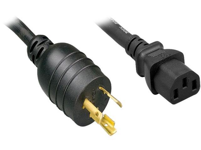 Nippon Labs L6-20P / C13 High Voltage / High Current Power Cord, NEMA L6-20P to IEC-60320-C13, SJT, 14 AWG., 15A, 250V, Black 6 ft. Power Cable