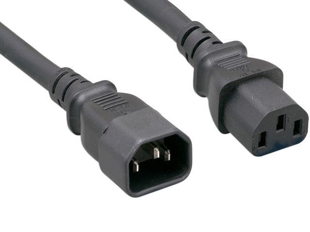 Nippon Labs 14 AWG IEC320 C13/C14 AC Power Cord Extension, SJT, 15A/250V, IEC-60320-C14 to IEC-60320-C13, 3ft. Black Power Cable