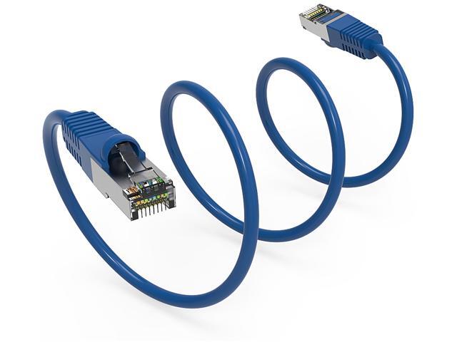 Nippon Labs Cat7 Shielded (SSTP) 600MHz Ethernet Network Booted Cable, 26AWG 2 Feet Gigabit LAN Network Cable RJ45 High Speed Patch Cable, Blue,...