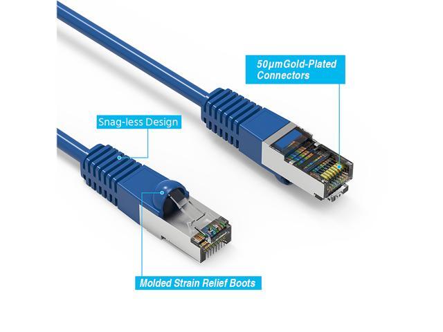 Nippon Labs Cat7 Shielded (SSTP) 600MHz Ethernet Network Booted Cable, 26AWG 30 Feet Gigabit LAN Network Cable RJ45 High Speed Patch Cable, Blue,...