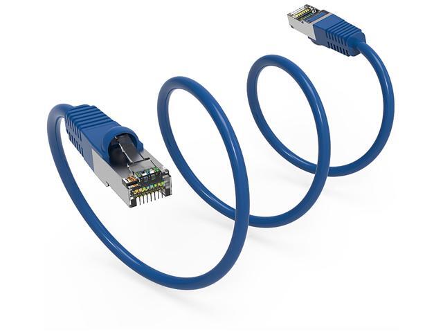Nippon Labs Cat7 Shielded (SSTP) 600MHz Ethernet Network Booted Cable, 26AWG 1 Feet Gigabit LAN Network Cable RJ45 High Speed Patch Cable, Blue,...