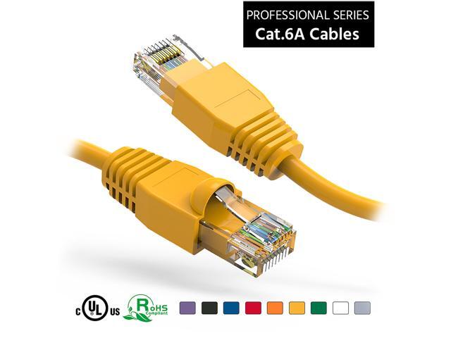 Nippon Labs 5Ft Cat6A UTP Ethernet Network Booted Cable, 24AWG 5 Feet Gigabit LAN Network Cable RJ45 High Speed Patch Cable, Yellow, 60CAT6A-5YW