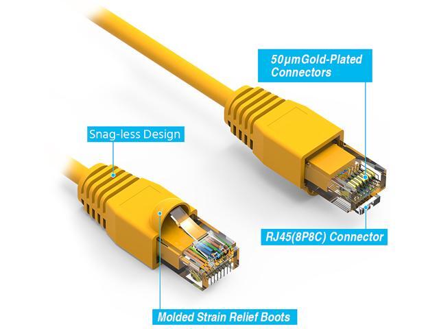 Nippon Labs 5Ft Cat6A UTP Ethernet Network Booted Cable, 24AWG 5 Feet Gigabit LAN Network Cable RJ45 High Speed Patch Cable, Yellow, 60CAT6A-5YW