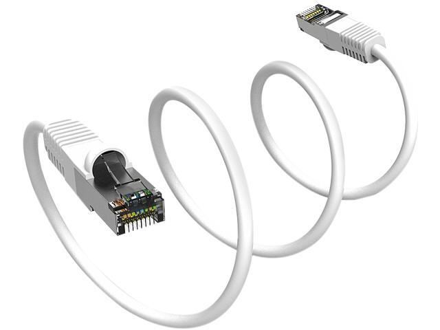 Nippon Labs Cat7 Shielded (SSTP) 600MHz Ethernet Network Booted Cable, 26AWG 1 Feet Gigabit LAN Network Cable RJ45 High Speed Patch Cable, White,...