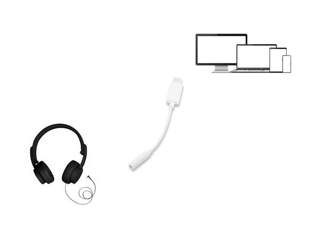 Nippon Labs Type C to 3.5mm Female Audio Adapter, White USB-C headphone Jack Audio Adapter cable 30UC-C35MM