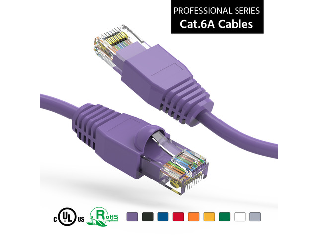 Nippon Labs 20Ft Cat6A UTP Ethernet Network Booted Cable, 24AWG 20 Feet Gigabit LAN Network Cable RJ45 High Speed Patch Cable, Purple, 60CAT6A-20PU