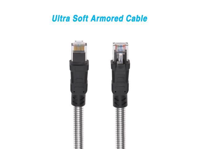 Nippon Labs 60CAT6A-65-24AM 65FT CAT.6A Patch Cable Armored Anti-Rodent Cables, 24AWG 65 Feet Gigabit LAN Network Cable RJ45 High Speed Ethernet Cable