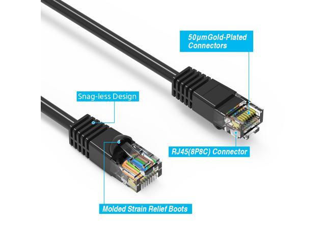 Nippon Labs (10 Pack) Cat5E 5FT UTP Ethernet Network Booted Cable - Black - 5 ft. - 24AWG RJ45 Enhanced Cat5E Patch Cable (5FT 10 Pack Black)