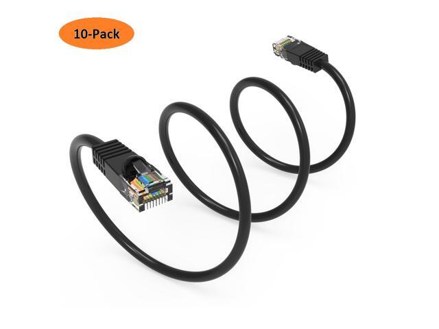 Nippon Labs (10 Pack) Cat5E 5FT UTP Ethernet Network Booted Cable - Black - 5 ft. - 24AWG RJ45 Enhanced Cat5E Patch Cable (5FT 10 Pack Black)