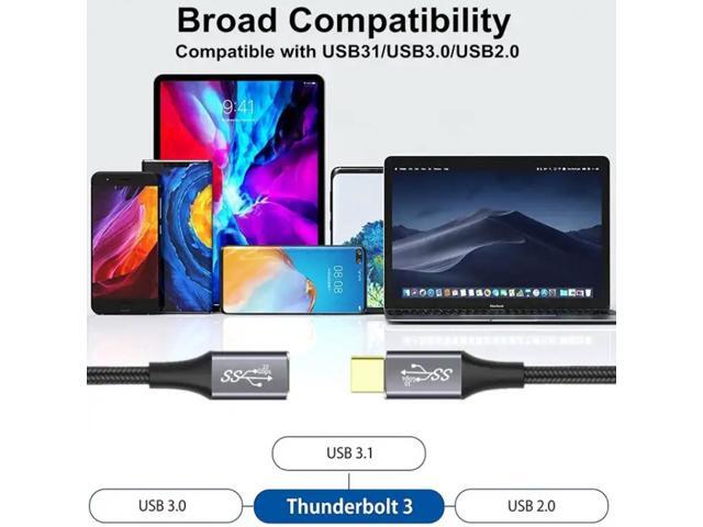 USB-C Full Function Extension Cable, High-Speed Data, Charging & Video Support, USB-C Laptop & Device Extension