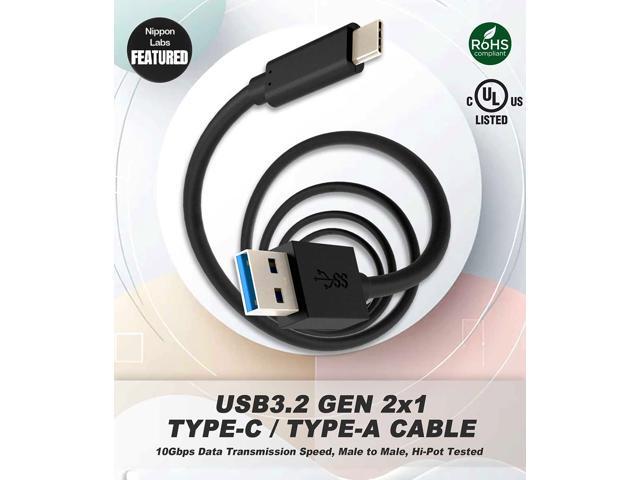 Nippon Labs 6 inch. USB Type C 3.2 Gen 2 Male to Type A Male Cable,10G, 3A, BLACK USB Type-C to A Cable