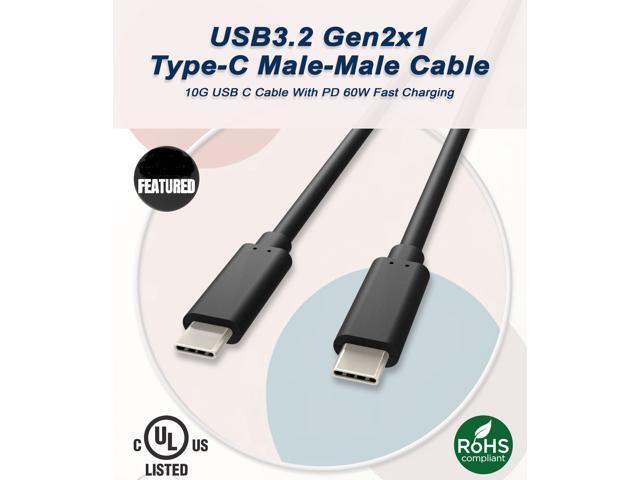 Nippon Labs 1.5 Meters USB 3.2 Gen 2x1 10G Type-C Male to Male Cable With USB PD Fast Charging, 10G, 20V, 3A, 60W, BLACK Type C cable