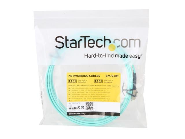 StarTech 450FBLCLC3 StarTech. com Aqua OM4 Duplex Multimode Fiber - 3m / 9.8 ft. - 100 Gb - 50/125 - OM4 Fiber - LC to LC Fiber Patch Cable