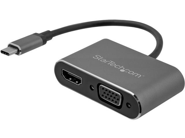 StarTech.com CDP2HDVGA USB C to VGA and HDMI Adapter - Aluminum - USB-C Multiport Adapter - 6 in / 15.24 cm Built-In Cable