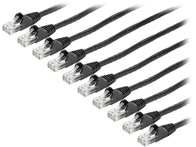 StarTech. com 15 ft. CAT6 Cable 10 Pack - Black CAT6 Patch Cord - Snagless RJ45 Connectors - 24 AWG Copper Wire - Ethernet (N6PATCH15BK10PK)
