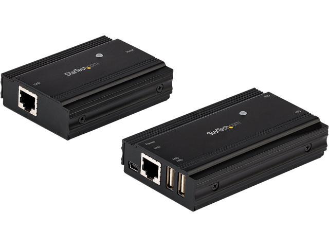 4 Port USB 2.0 Extender Hub over Single CAT5e/CAT6 Ethernet Cable (RJ45), 330ft (100m), USB Extender Adapter, Externally Powered, 480 Mbps, Metal.