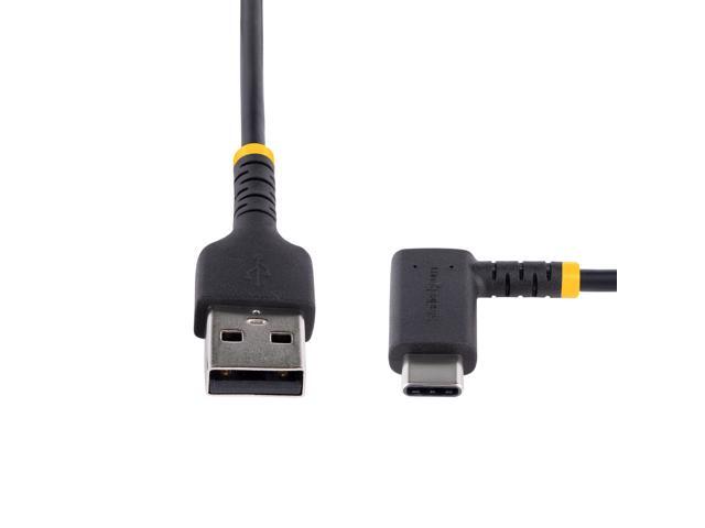 StarTech. com 1ft (30cm) USB A to C Charging Cable Right Angle - Heavy Duty Fast Charge USB-C Cable - Black USB 2.0 A to Type-C - Rugged Aramid...