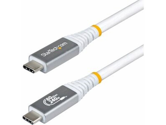 StarTech 1.5ft USB4 Cable 80Gbps, USB-IF Certified USB-C Cable, 240W, 8K 120Hz/4K 240Hz DP2.1, Thunderbolt 4 Compatible, White