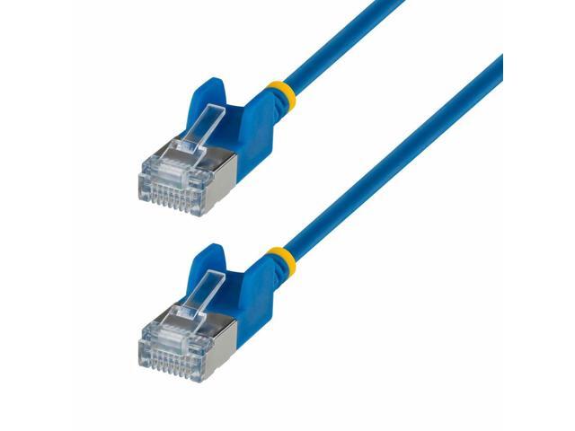 StarTech 7ft Blue Ultra Slim CAT6a Ethernet Cable, Snagless, U/FTP 34AWG Bare Copper, Slim RJ45 Patch Cord