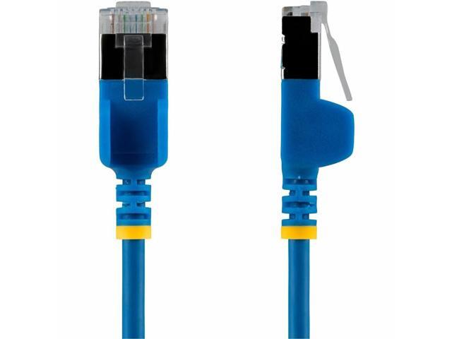 StarTech 1ft Blue Ultra Slim CAT6a Ethernet Cable, Snagless, U/FTP 34AWG Bare Copper, Slim RJ45 Patch Cord