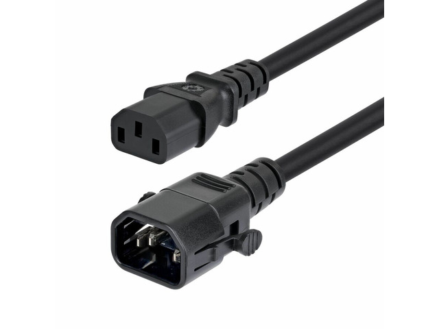 StarTech 10ft (3m) Power Extension Cord - Locking C14 to C13 - PDU Power Cord - 10A 250V - 18AWG - UL Listed - TAA - C14LC1318G10ABK10FT