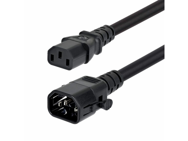 StarTech 10ft (3m) Heavy Duty Power Extension Cord - Locking C14 to C13 - PDU Power Cord - 15A 250V - 14AWG - UL Listed - TAA - C14LC1314G15ABK10FT