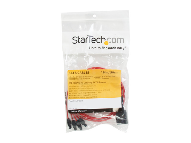 Open Box - StarTech. com Model SAS8087S4R50 19.7' SFF-8087 to 4x SATA - Internal Mini SAS to SATA Reverse Cable