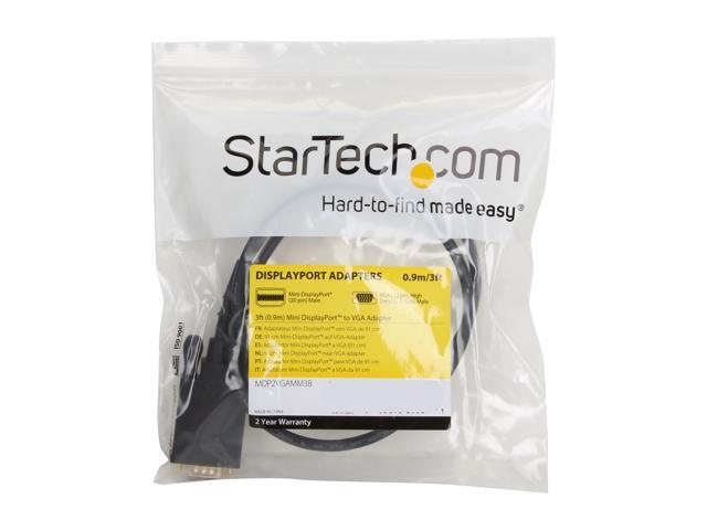 StarTech. com Model MDP2VGAMM3B Black Mini DisplayPort to VGA Adapter Converter Cable - mDP to VGA 1920 x 1200