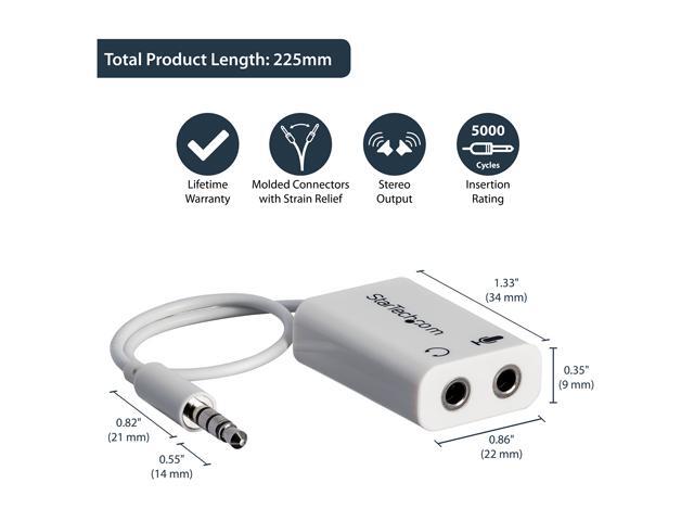 StarTech Headset Output Splitter for Dedicated Mic & Headphone Plugs (White) - image 2