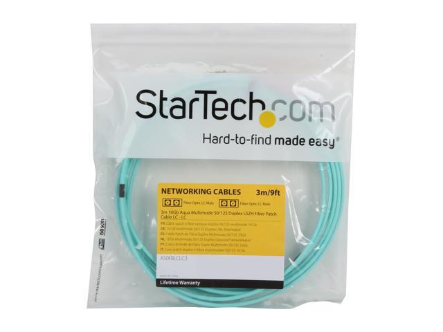 StarTech. com A50FBLCLC3 9.8 ft [3 m] 10 Gb Aqua Multimode 50/125 Duplex LSZH Fiber Patch Cable