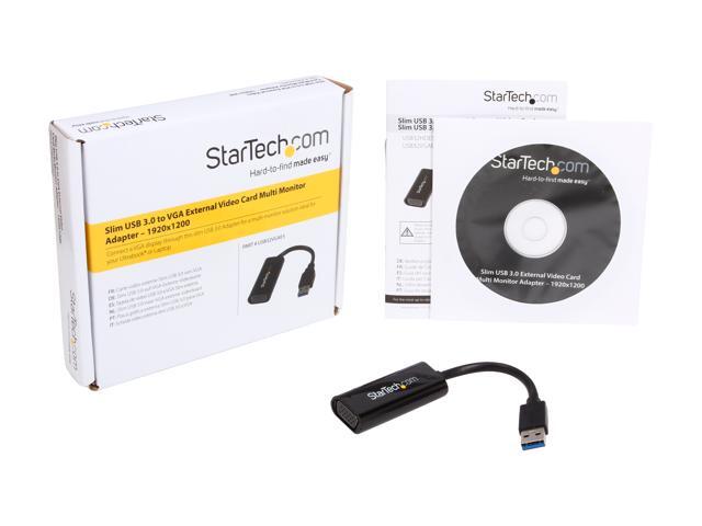 StarTech. com USB32VGAES Slim USB 3.0 to VGA External Video Card Multi Monitor Adapter - USB Graphics Card - Portable USB Video Card - 1920x1200/1080p