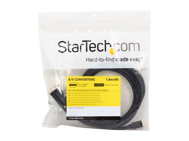 StarTech. com MDP2DVIMM6BS 6 ft Mini DisplayPort to DVI Active Adapter Converter Cable - 6ft (1.8m) Active mDP to DVI Cable for PC - 1920x1200 - Black