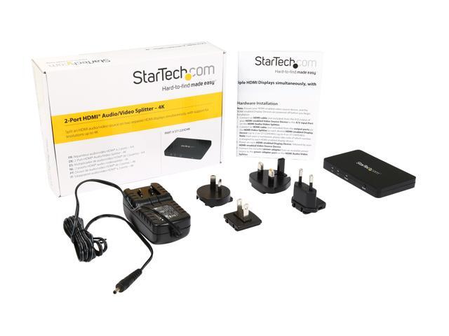 StarTech ST122HD4K HDMI Splitter 1 In 2 Out - 4k 30 Hz - 2 Port - Aluminum - HDMI Multi Port - HDMI Audio Splitter