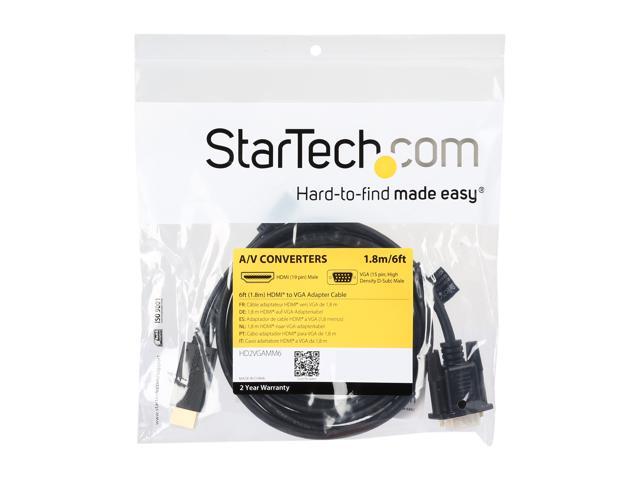 StarTech. com HD2VGAMM6 HDMI to VGA Cable - 6 ft / 2m - 1080p - 1920 x 1200 - Active HDMI Cable - Monitor Cable - Computer Cable