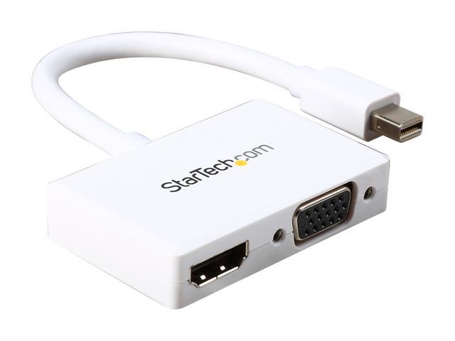 StarTech. com MDP2HDVGAW Travel A/V Adapter - 2-in-1 Mini DisplayPort to HDMI or VGA Converter - mDP to HDMI or VGA Adapter w/ Compact Portable Design