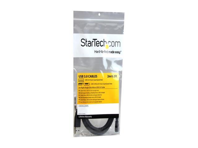 StarTech. com 2m 6 ft Slim Micro USB 3.0 Cable - USB 3.0 A to Right-Angle Micro USB - USB 3.1 Gen 1 (5 Gbps)