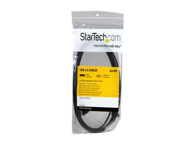 StarTech. com 2m 6 ft Micro-USB Cable with Right-Angled Connectors - M/M - USB A to Micro B Cable