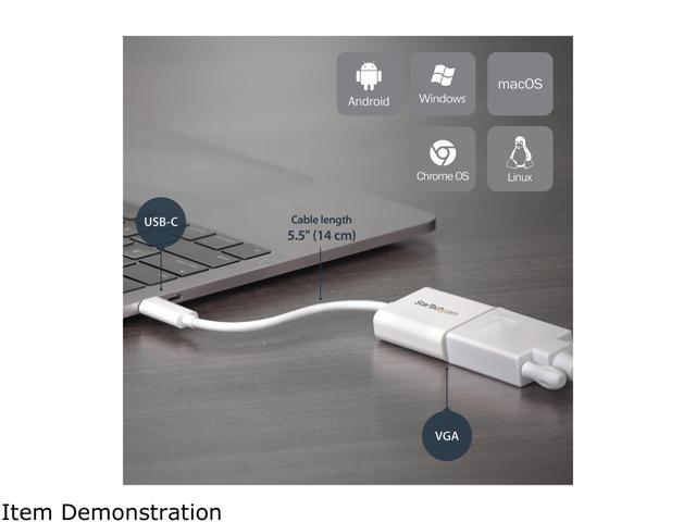 StarTech. com CDP2VGAW USB-C to VGA Adapter - White - 1080p - Video Converter For Your MacBook Pro / Projector / VGA Display (CDP2VGAW)