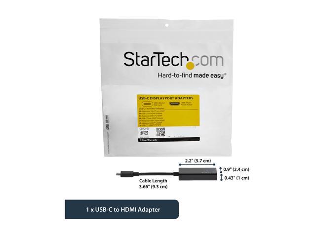 StarTech. com CDP2HD USB-C to HDMI Adapter - 4K 30Hz - USB 3.1 Type-C to HDMI Adapter - USB C to HDMI Dongle - Monitor Adapter - Black (CDP2HD)