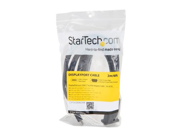 StarTech CDP2VGAMM2MB USB C to VGA Cable - 6 ft. / 2m - 1920 x 1200 - 1080p - USB-C VGA - USB Type C to VGA Computer Monitor Cable