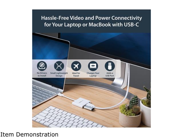 StarTech CDP2HDUACPW USB-C to HDMI Adapter - White - 4K 30Hz - Thunderbolt 3 Compatible - with Power Delivery (USB PD) - USB C Dongle