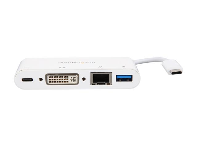 StarTech. com DKT30CDVPD USB C Multiport Adapter - with Power Delivery (USB PD) - USB C to USB 3.0 / DVI / Gigabit Ethernet - USB-C Hub