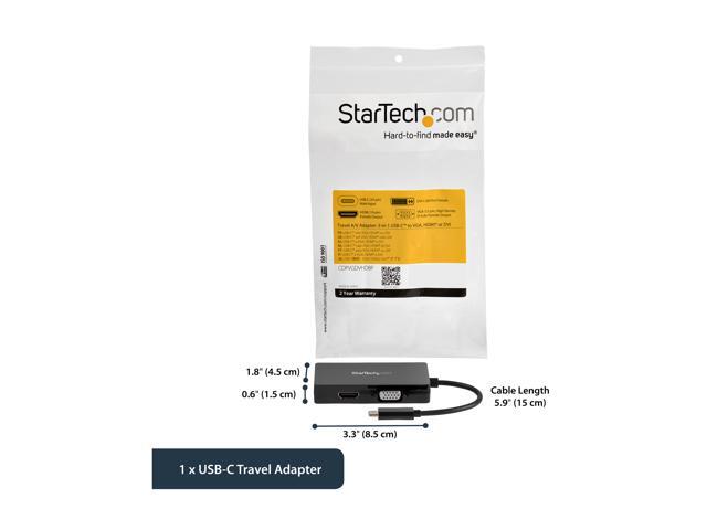 StarTech. com CDPVGDVHDBP USB-C Multiport Video Adapter - 4K 30 Hz - USB C to HDMI/DVI / HDMI - USB C Adapter - USB C Dongle - USB C Hub