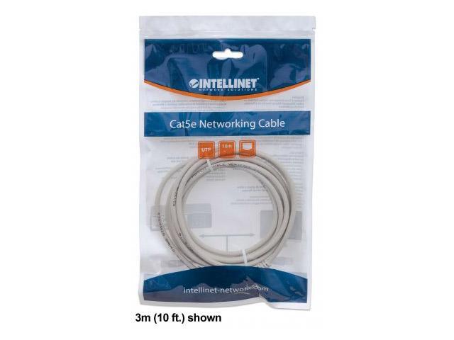 Intellinet Network Cable, Cat6, UTP, RJ45 Male / RJ45 Male, 3.0 m (10 ft.), Gray