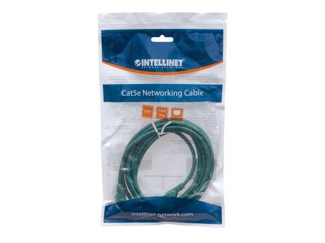 Intellinet Network Cable, Cat5e, UTP, RJ45 Male / RJ45 Male, 3.0 m (10 ft.), Green